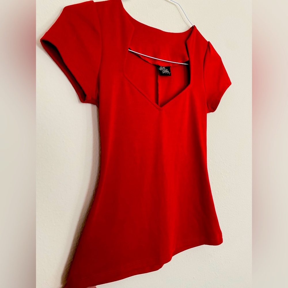 Red Form Fitting Blouse